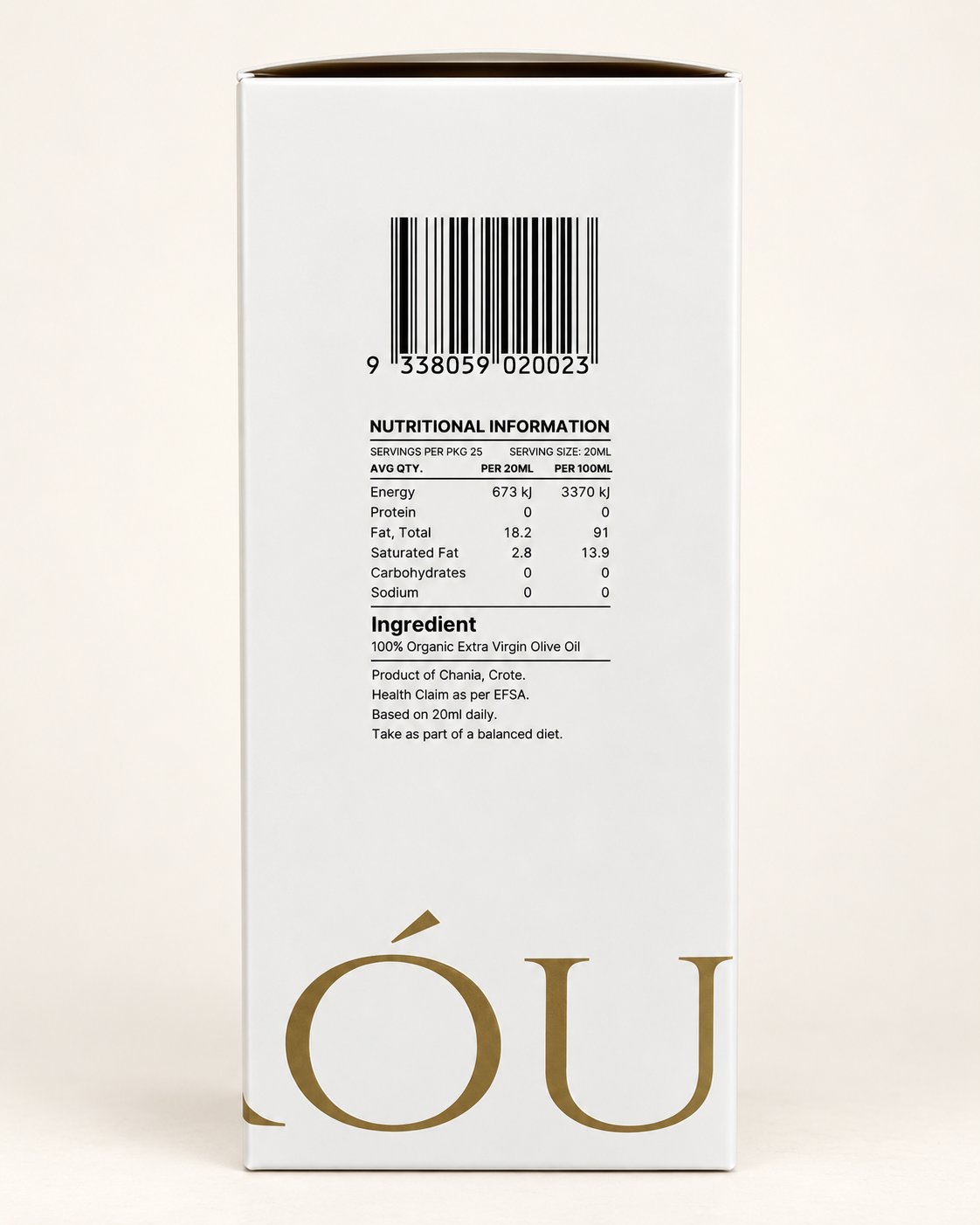 NIRÓU ÉNA carton nutrition and ingredient panel
