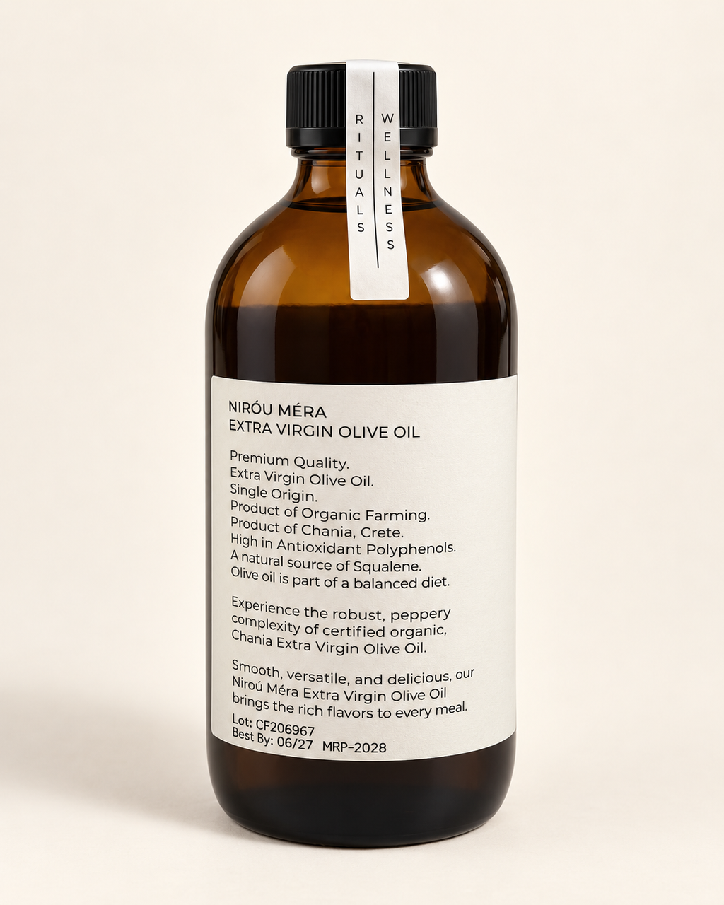 NIRÓU MÉRA bottle rear label, clean studio view